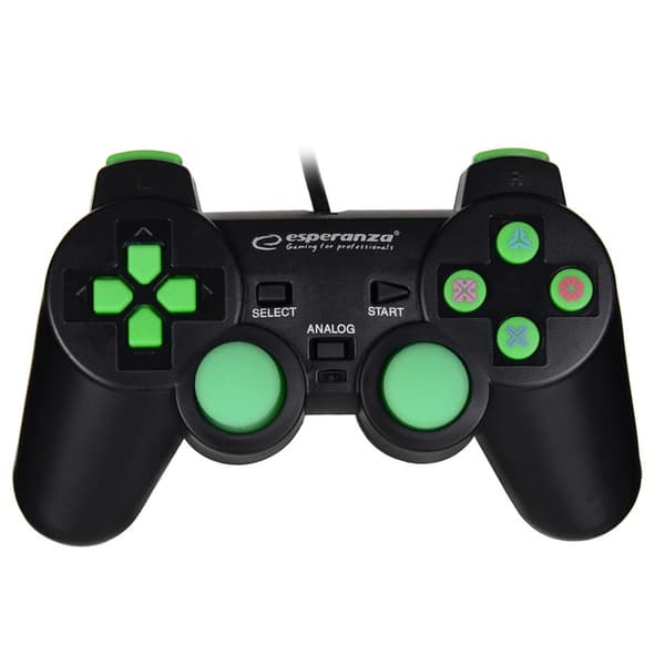 Esperanza EGG107G Gaming Controller Gamepad PC, Playstation 3 Analog / Digital USB 2.0 Sort/Grøn