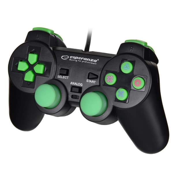 Esperanza EGG107G Gaming Controller Gamepad PC, Playstation 3 Analog / Digital USB 2.0 Sort/Grøn