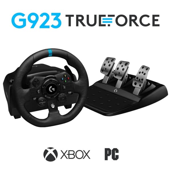 Logitech G G923 Racing Wheel ja -pedaalit Xbox X|S:lle, Xbox Onelle ja PC:lle