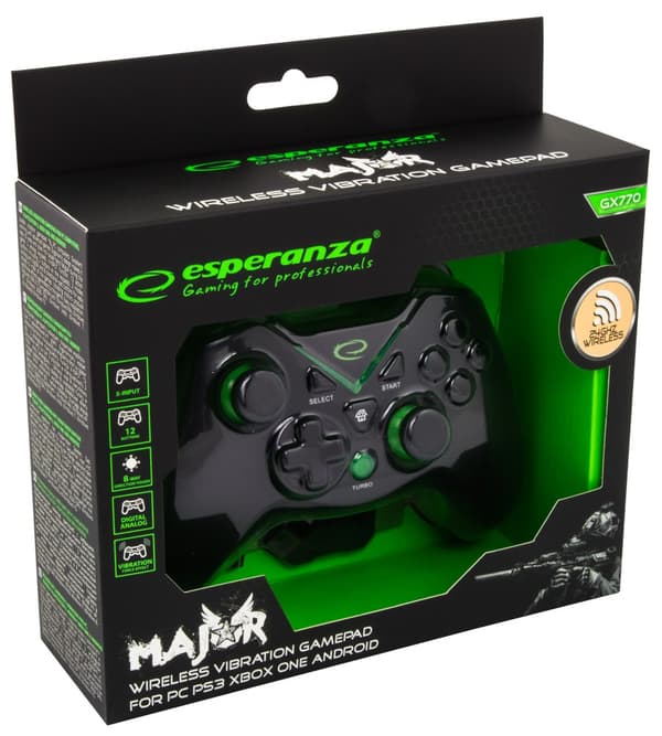 Esperanza EGG112K Mando de Juegos Gamepad PS3, XBOX ONE, PC USB 2.0 Negro