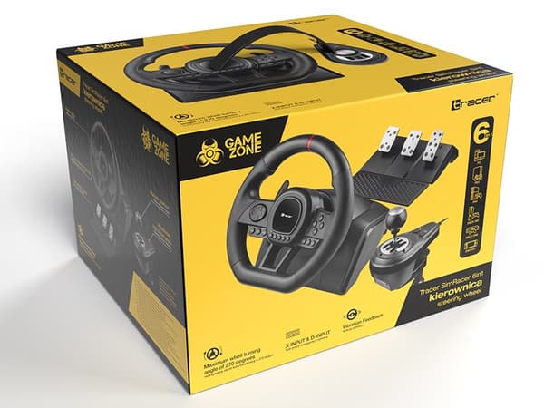Tracer TRAJOY47345 Spelkontroll Svart Ratt + Pedaler PlayStation 4, PlayStation 3, Xbox One, Xbox 360, Switch, PC