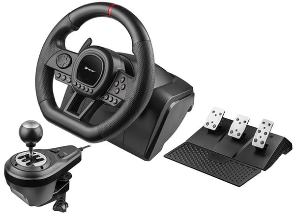 Tracer TRAJOY47345 Spelkontroll Svart Ratt + Pedaler PlayStation 4, PlayStation 3, Xbox One, Xbox 360, Switch, PC