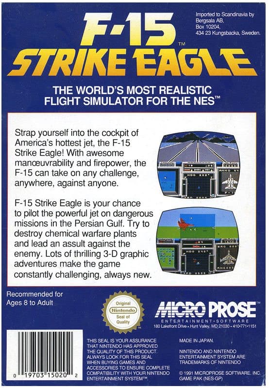 F-15 Strike Eagle - Nintendo 8-bit/NES - PAL B/SCN (Begagnad)