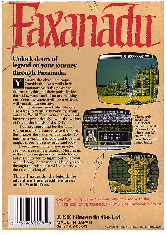 Faxanadu - Nintendo 8-bit/NES - PAL B/SCN (BRUGT VARE)