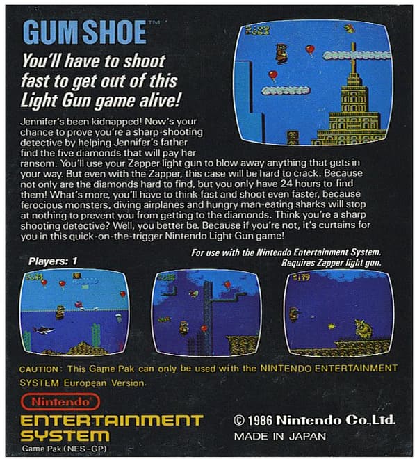 Gumshoe (Zapper game) - Nintendo 8-bit/NES - PAL B/SCN (BRUKT VARE)