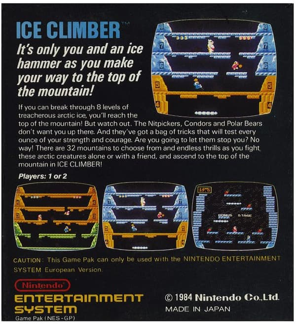 Ice Climber - Nintendo 8-bit/NES - PAL B/SCN (BRUKT VARE)