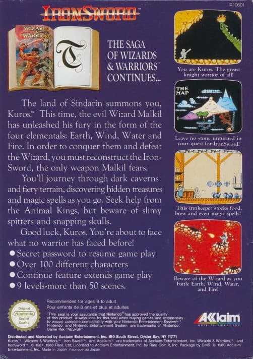 Iron Sword - Wizards & Warriors II - Nintendo 8-bit/NES - PAL B/SCN (BRUGT VARE)