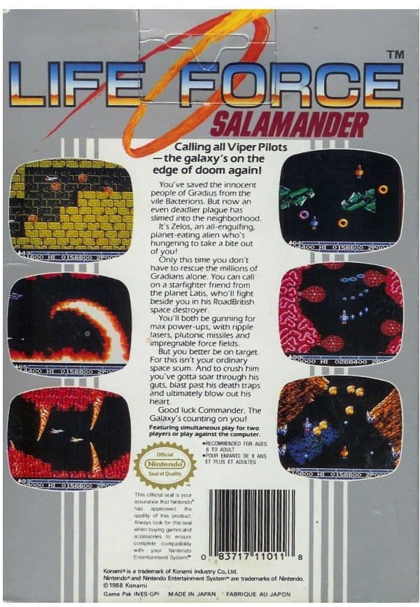 Life Force Salamander - Nintendo 8-bit/NES - PAL B/SCN (BRUKT VARE)