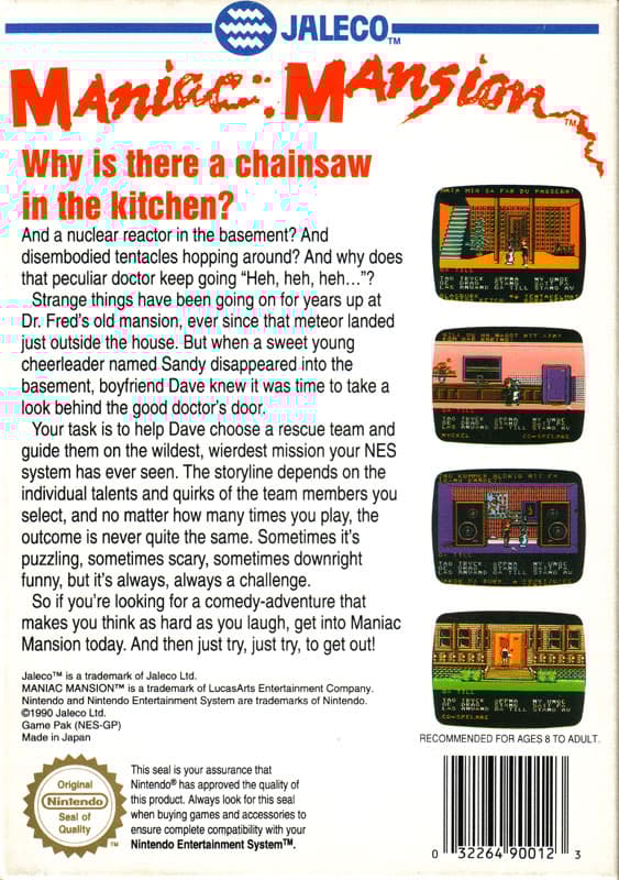 Maniac Mansion - Nintendo 8-bit/NES - PAL B/SCN (BRUGT VARE)