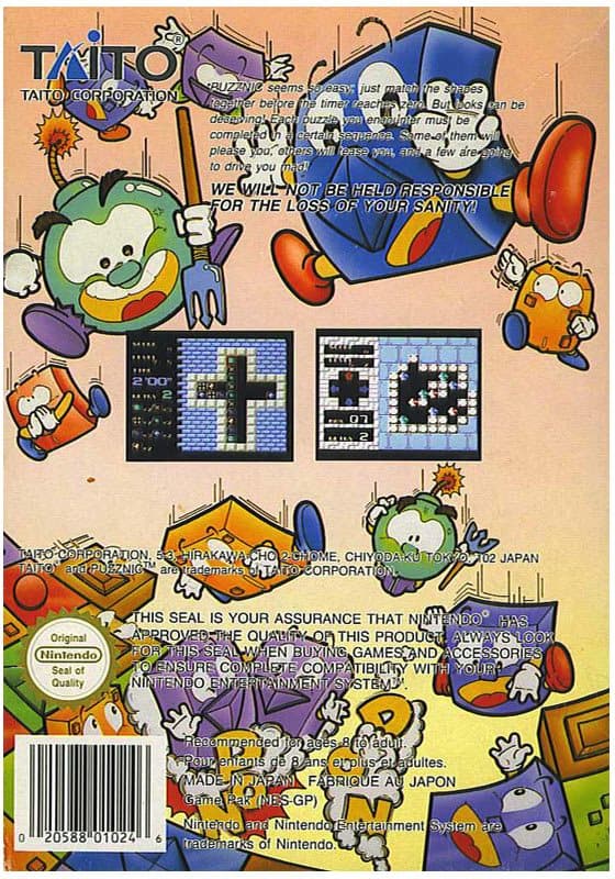 Puzznic - Nintendo 8-bit/NES - PAL B/SCN (BRUKT VARE)