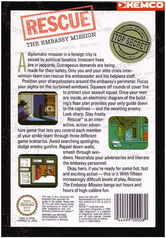 Rescue The Embassy Mission - Nintendo 8-bit/NES - PAL B/SCN (Begagnad)