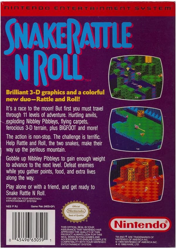 Snake Rattle´n Roll- Nintendo 8-bit/NES - PAL B/SCN (BRUGT VARE)