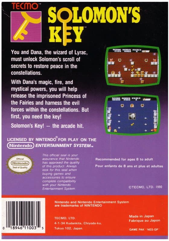 Solomons Key - Nintendo 8-bit/NES - PAL B/SCN (BRUKT VARE)