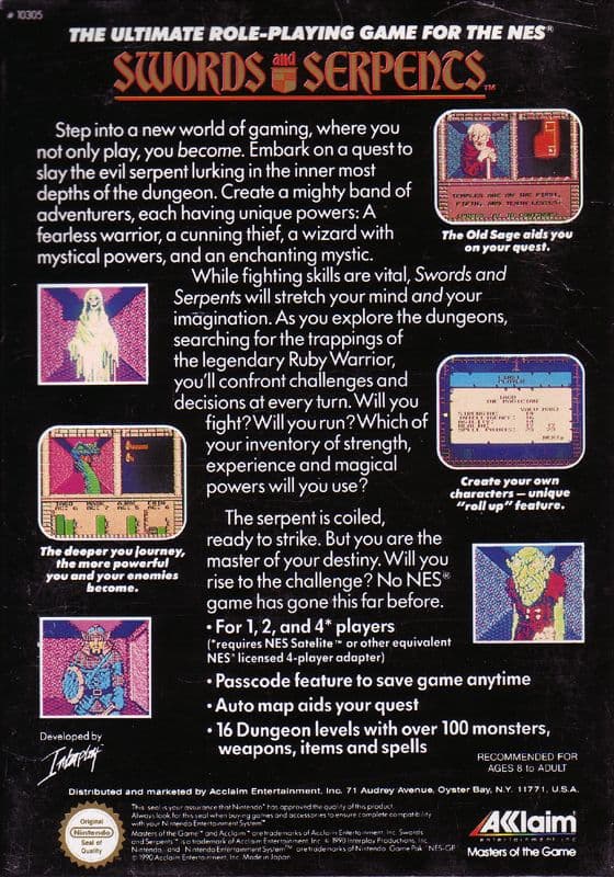 Swords & Serpents - Nintendo 8-bit/NES - PAL B/SCN (BRUKT VARE)