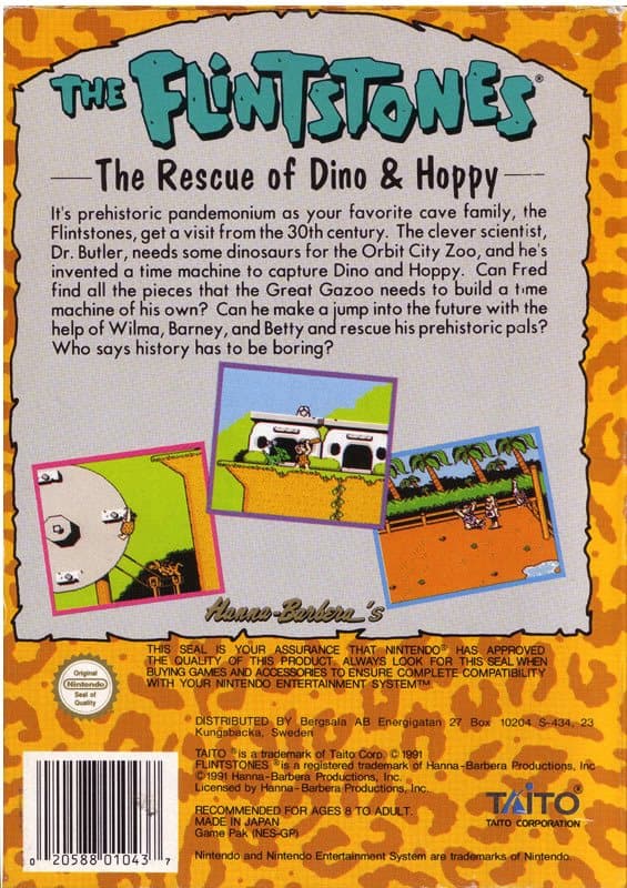 The Flintstones The Rescue of Dino & Hoppy - Nintendo 8-bit/NES - PAL B/SCN (BRUKT VARE)