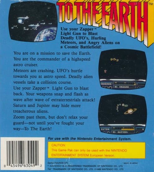 To the Earth - Nintendo 8-bit/NES - PAL B/SCN (BRUKT VARE)