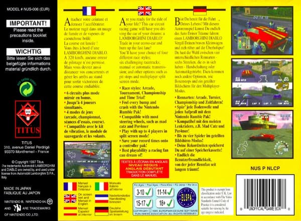 Automobili Lamborghini - Nintendo 64/N64 - PAL/EUR (BRUGT VARE)