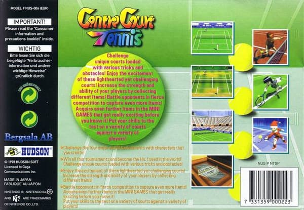 Centre Court Tennis - Nintendo 64/N64 - PAL/EUR (KÄYTETTY TAVARA)
