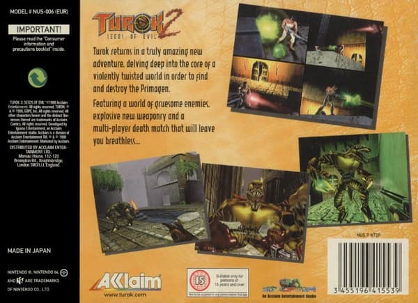 Turok: Dinosaur Hunter - Nintendo 64/N64 - PAL/EUR (BRUKT VARE)