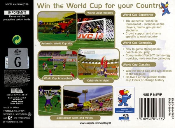 World Cup 98 - Nintendo 64/N64 - PAL/EUR (BRUKT VARE)
