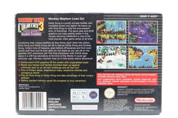 Donkey Kong Country 3: Dixie Kong´s Double Trouble! - Supernintendo/SNES - PAL/SCN/EUR (Begagnad)