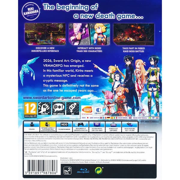 Sword Art Online Hollow Realization Playstation 4 PS4