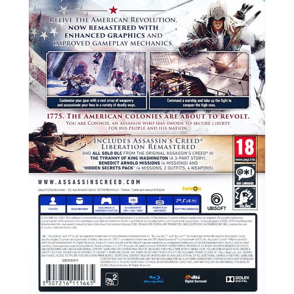 Assassins Creed III Remastered Playstation 4 PS4