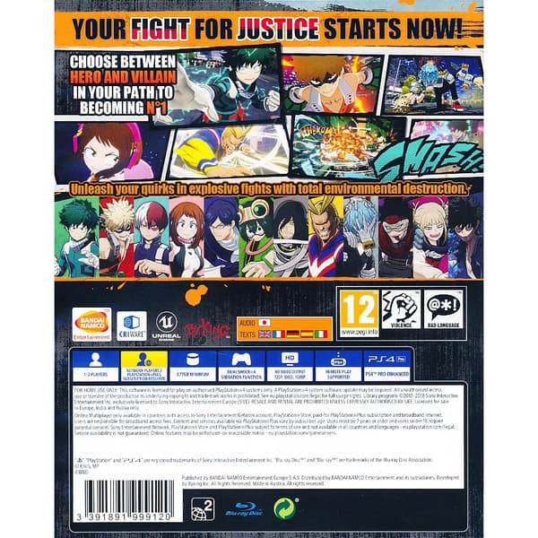 My Hero Ones Justice Playstation 4 PS4