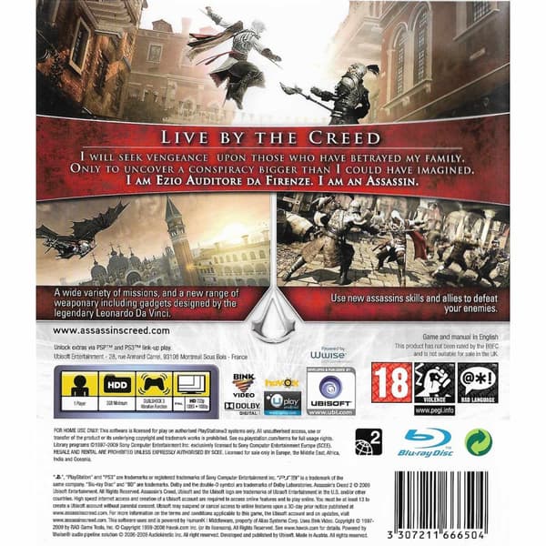 Assassins Creed II Playstation 3 PS3 (Brugt)