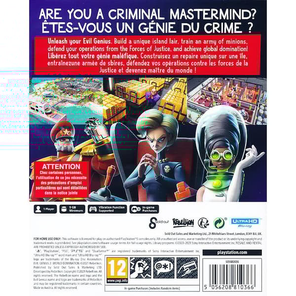 Evil Genius 2 World Domination Playstation 5 PS5
