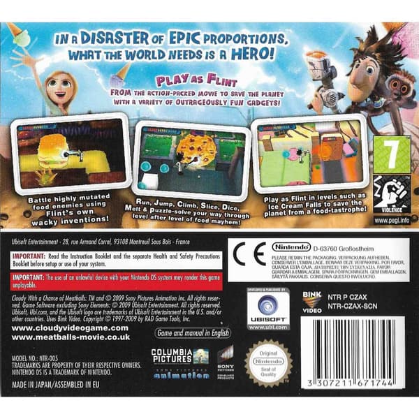 Cloudy With a Chance of Meatballs Nintendo DS (Brugt)