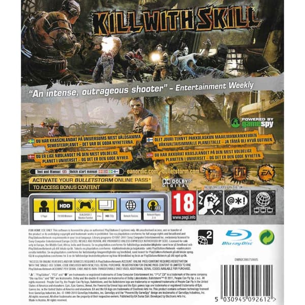 Bulletstorm Playstation 3 PS3 (Brugt)