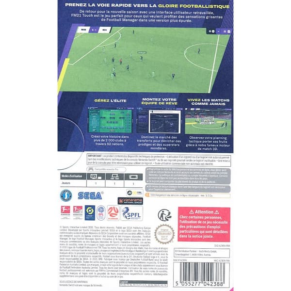 Football Manager 2021 Touch FR Nintendo Switch (Code in a box)