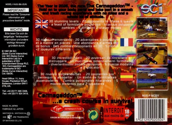 Carmageddon 64 - Nintendo 64/N64 - PAL/EUR (BRUKT VARE)