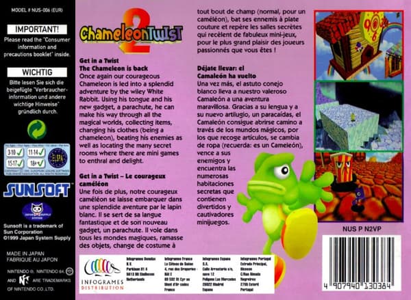 Chameleon Twist 2 - Nintendo 64/N64 - PAL/EUR (KÄYTETTY TAVARA)