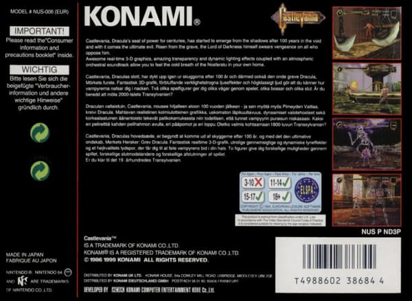 Castlevania - N64 - Nintendo 64/N64 - PAL/EUR (KÄYTETTY TAVARA)