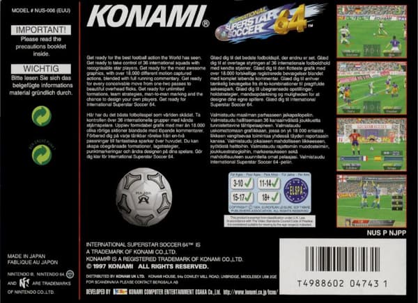 International Superstar Soccer 64 - Nintendo 64/N64 - PAL/EUR (KÄYTETTY TAVARA)