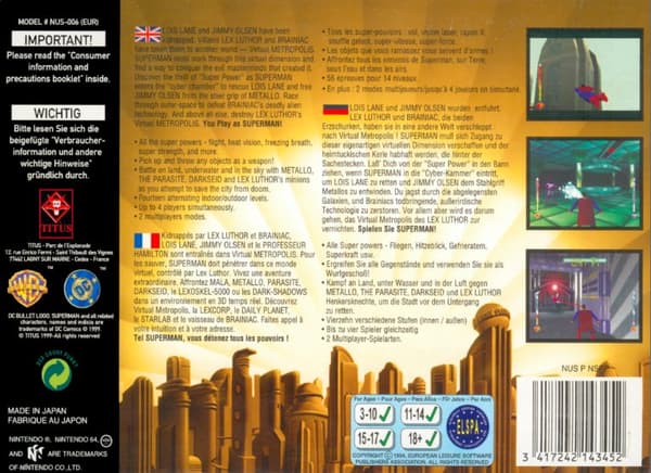 Superman - Nintendo 64/N64 - PAL/EUR (BRUKT VARE)