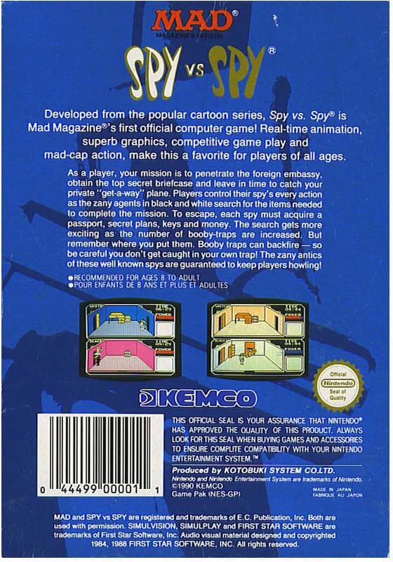 Spy vs. Spy - Nintendo 8-bit/NES - PAL B/SCN (BRUKT VARE)
