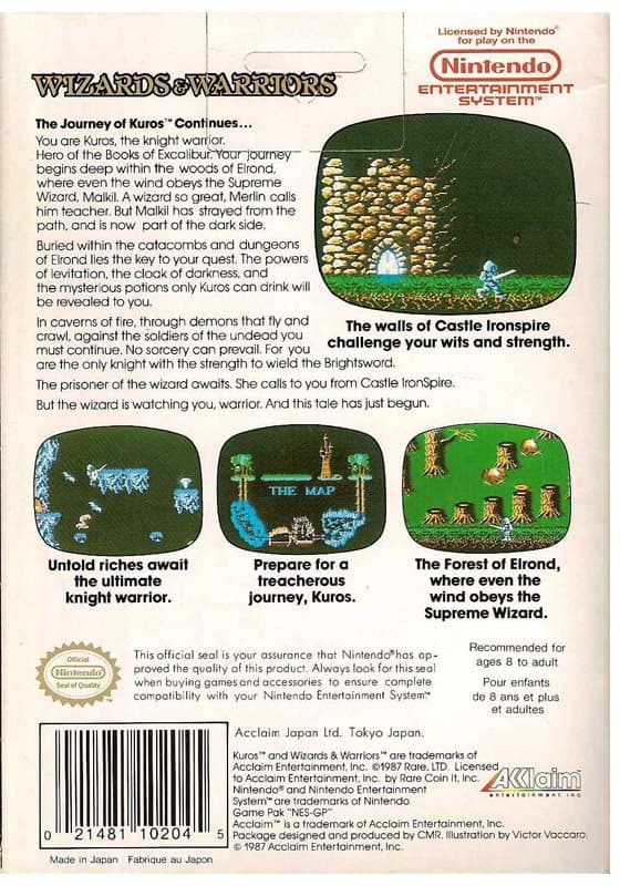 Wizards & Warriors - Nintendo 8-bit/NES - PAL B/SCN (BRUKT VARE)