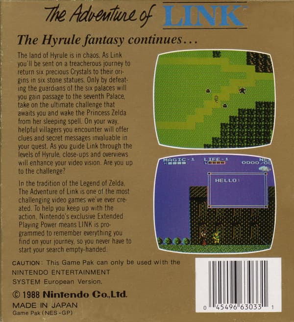 Zelda II The Aventure of Link - Nintendo 8-bit/NES - PAL B/SCN (BRUKT VARE)