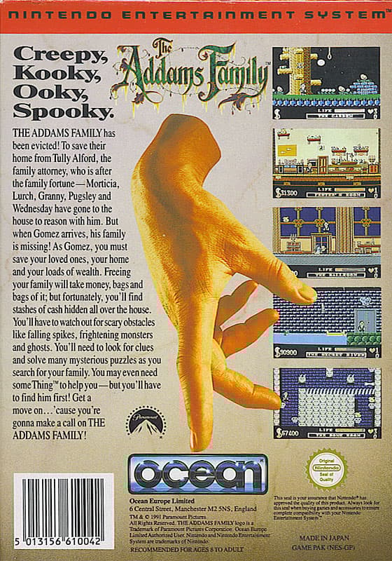 The Addams Family - Nintendo 8-bit/NES - PAL B/SCN (BRUGT VARE)