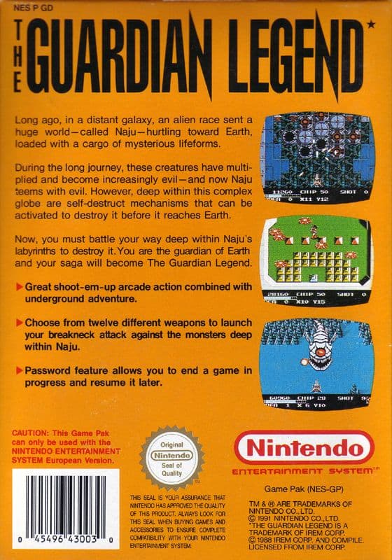 Guardian Legend - Nintendo 8-bit/NES - PAL B/SCN (BRUKT VARE)