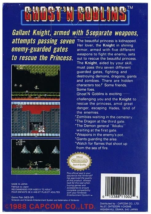 Ghost´n Goblins - Nintendo 8-bit/NES - PAL B/SCN (BRUKT VARE)