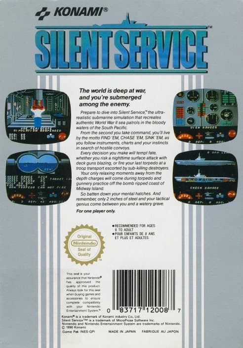 Silent Service - Nintendo 8-bit/NES - PAL B/SCN (BRUKT VARE)