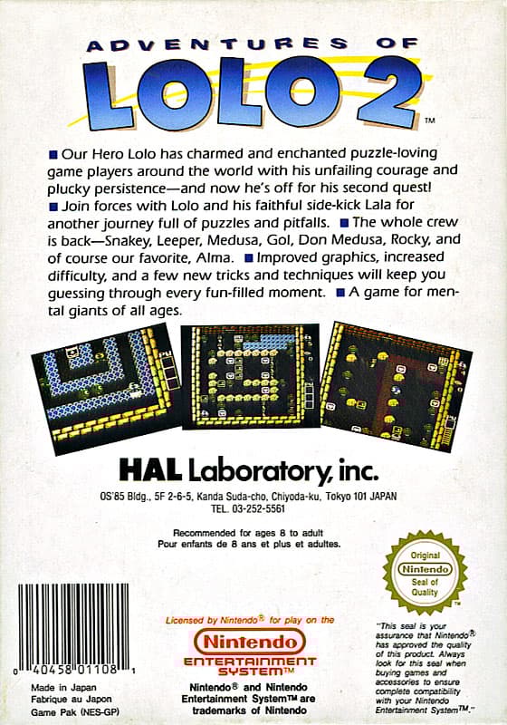 Adventures of Lolo 2 - Nintendo 8-bit/NES - PAL B/SCN (BRUKT VARE)