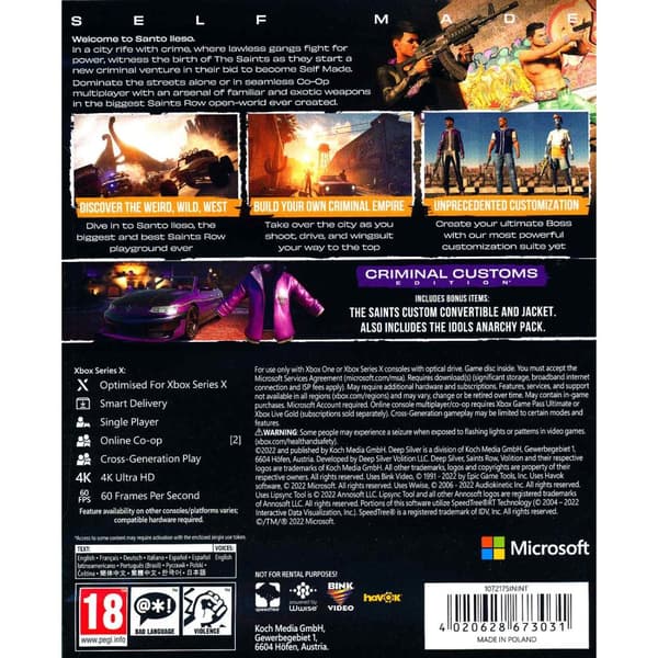 Saints Row Criminal Customs Edition Xbox Series X Xbox One
