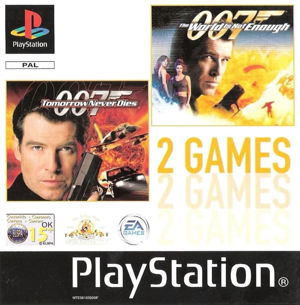 2 Games: 007: Tomorrow Never Dies / 007: The World is Not Enough - Playstation 1 (brukt)