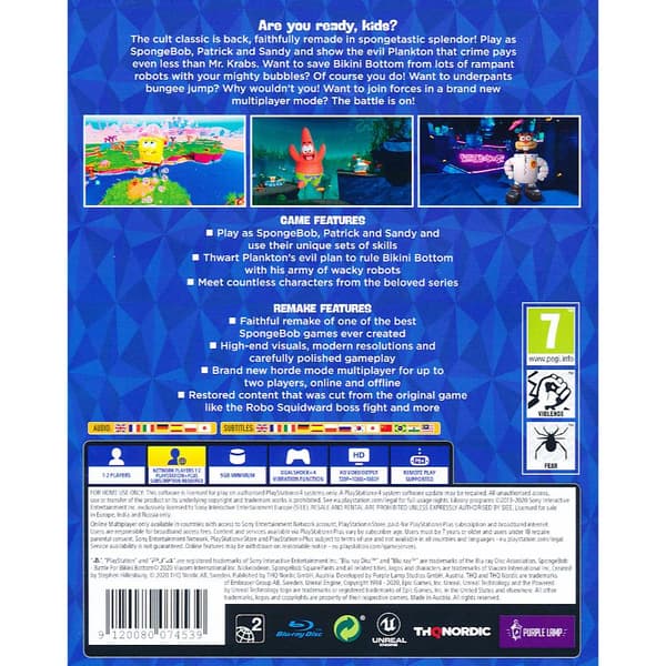 Spongebob Squarepants Battle for Bikini Bottom Rehydrated Playstation 4 PS4