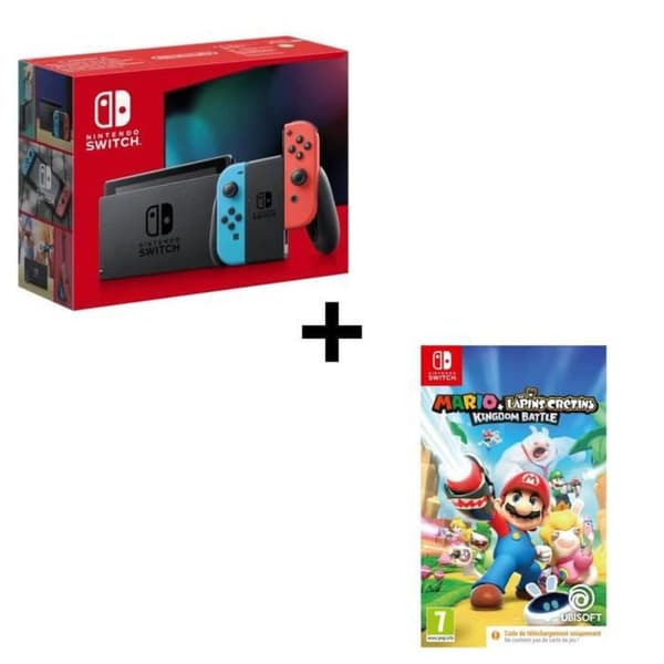 Nintendo Switch + Mario + Les Lapins Crétins Kingdom Battle (brugt, god stand)